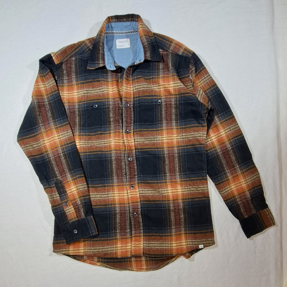 Sovereign Code Black and Orange Plaid Shirt